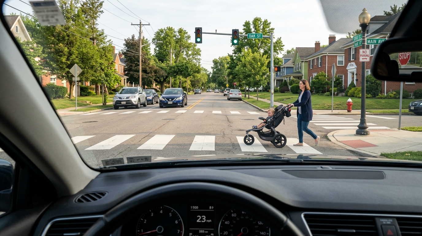 Pedestrian Yielding at Marked & Unmarked Crosswalks
