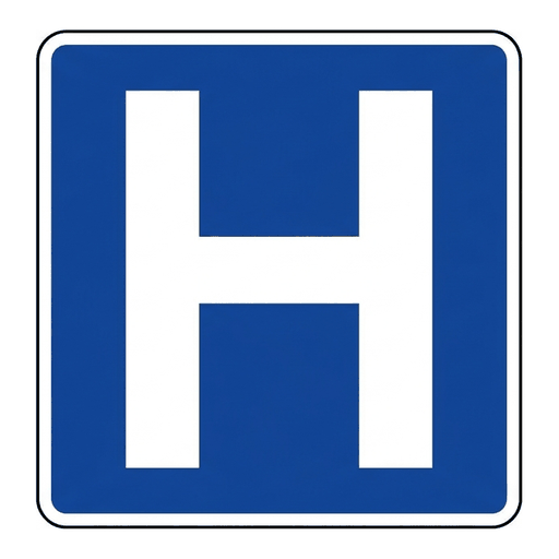 Hospital road sign (MUTCD-D9-2)