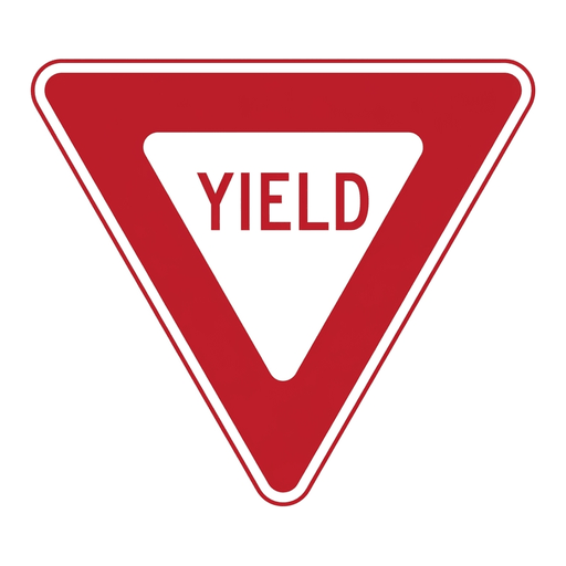 Yield road sign (MUTCD-R1-2)