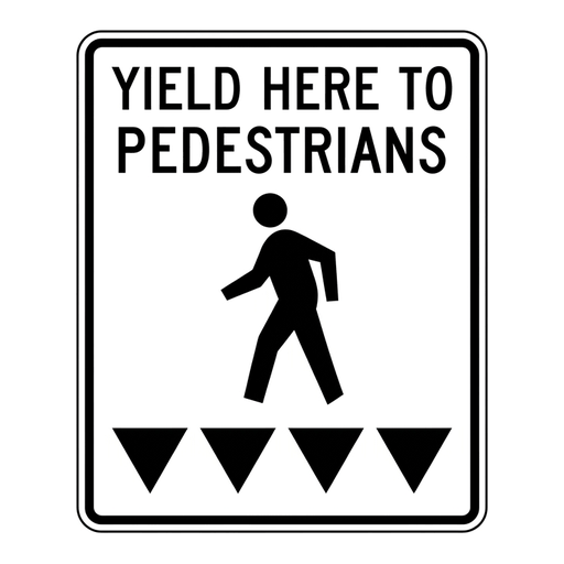 Yield Here to Pedestrians road sign (MUTCD-R1-5)