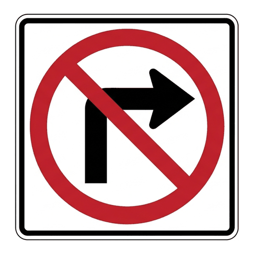 No Right Turn road sign (MUTCD-R3-1)