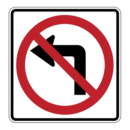 No Left Turn road sign (MUTCD-R3-2)