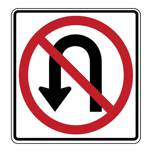 No U-Turn road sign (MUTCD-R3-4)