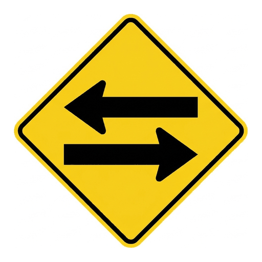 Double Arrow road sign (MUTCD-W12-1)