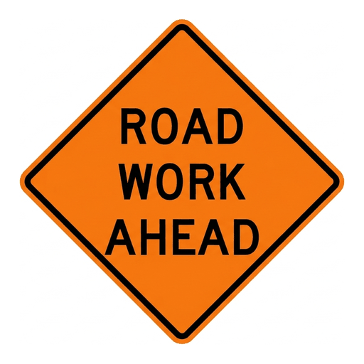 Road Work Ahead road sign (MUTCD-W20-1)