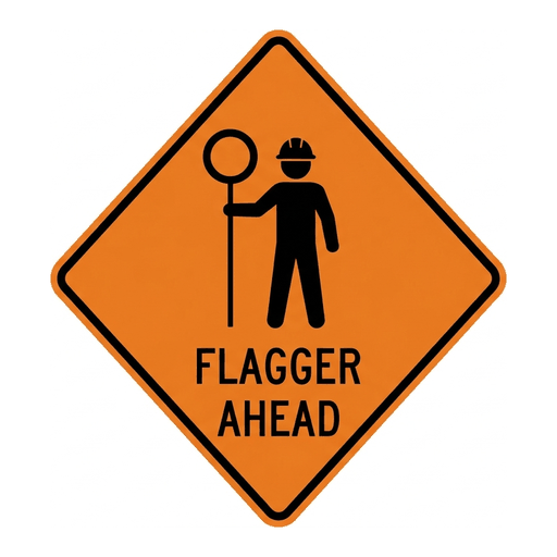 Flagger Ahead road sign (MUTCD-W20-7)