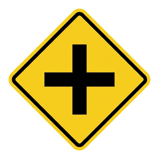 Cross Road road sign (MUTCD-W2-1)
