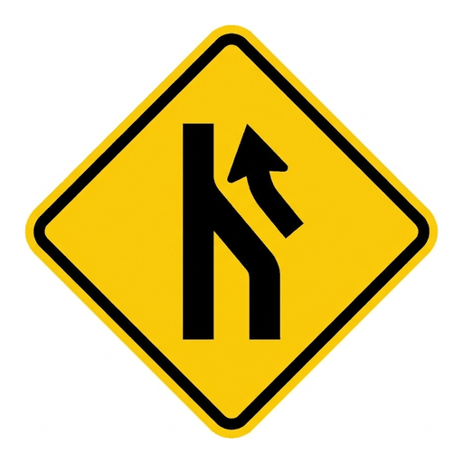 Lane Ends road sign (MUTCD-W4-2)