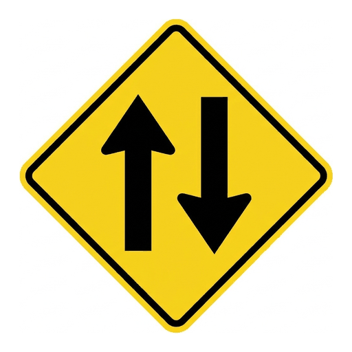 Two-Way Traffic road sign (MUTCD-W6-3)