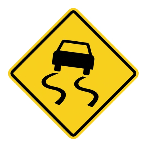Slippery When Wet road sign (MUTCD-W8-5)